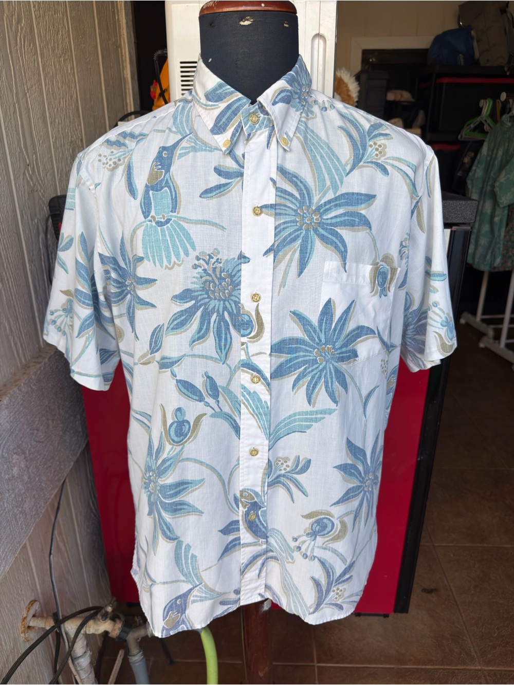 PreOwned Reyn Spooner Hawaiian Print Multicolored Full Button Men's Large